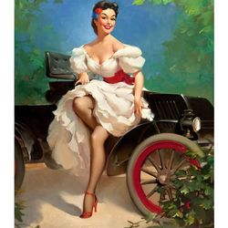 vintage pin up girl - cross stitch pattern counted vintage pdf - 111-464