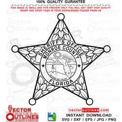 monroe county svg sheriff office badge, sheriff star badge, vector file for, cnc router, laser engraving, laser cutting,