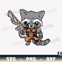 Chibi Rocket Raccoon SVG Cut File Little Guardians of The Galaxy image for Cricut Marvel Cartoon vector