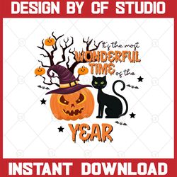 it's the most wonderful time of the year png, halloween png, comfort colors png, halloween black cat pumpkin png, spooky