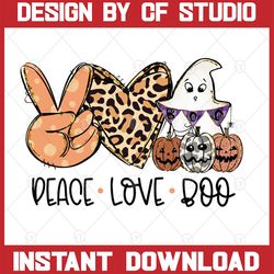 Peace Love Boo PNG, Halloween, Ghosts, Pumpkin, Cute Halloween, Leopard Peace, Love, Boo, Instant Download