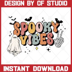 retro spooky vibes png, vintage halloween sublimation designs downloads, witchy shirt design, spooky season png, boho