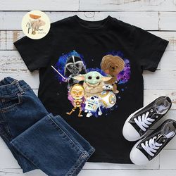 disney star wars watercolor shirt, star wars characters watercolor shirt, baby yoda shirt, darth vader, r2d2, bb8 shirt,