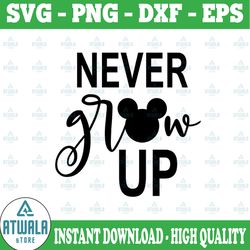 mickey never grow up svg dxf png eps file grow up svg disney svg clip art mickey mouse svg silhouette cricut cut file fo