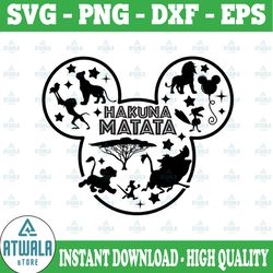 mickey outline lion king hakuna matata svg, png, dxf, cartoon svg, disney svg, png, dxf, cricut