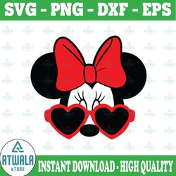 disney minnie mouse face svg, heart glasses, cricut files disney, cute minnie, png files svg files for silhouette, micke