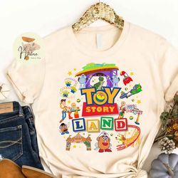 disney toy story shirt, toy storyland shirt, buzz lightyear shirt, woody shirt, slinky dog, toy story characters shirt,
