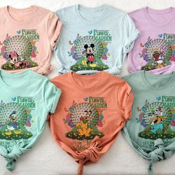 retro disney epcot flower garden festival group shirt, mickey and friends shirt, disney epcot international flower and g