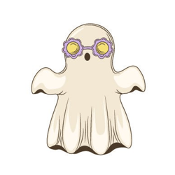 Retro Groovy Halloween Ghost in Sunglasses