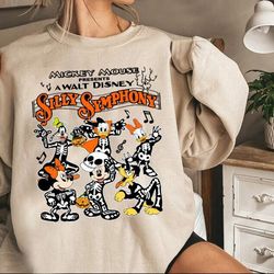 funny disney the silly symphony skeleton dance halloween shirt, mickey's not so scary party tee, disney halloween skelet