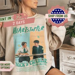 vintage heartstopper sweatshirt, nick and charlie shirt, heartstopper leaves gift, inspired book sweatshirt, heartstoppe
