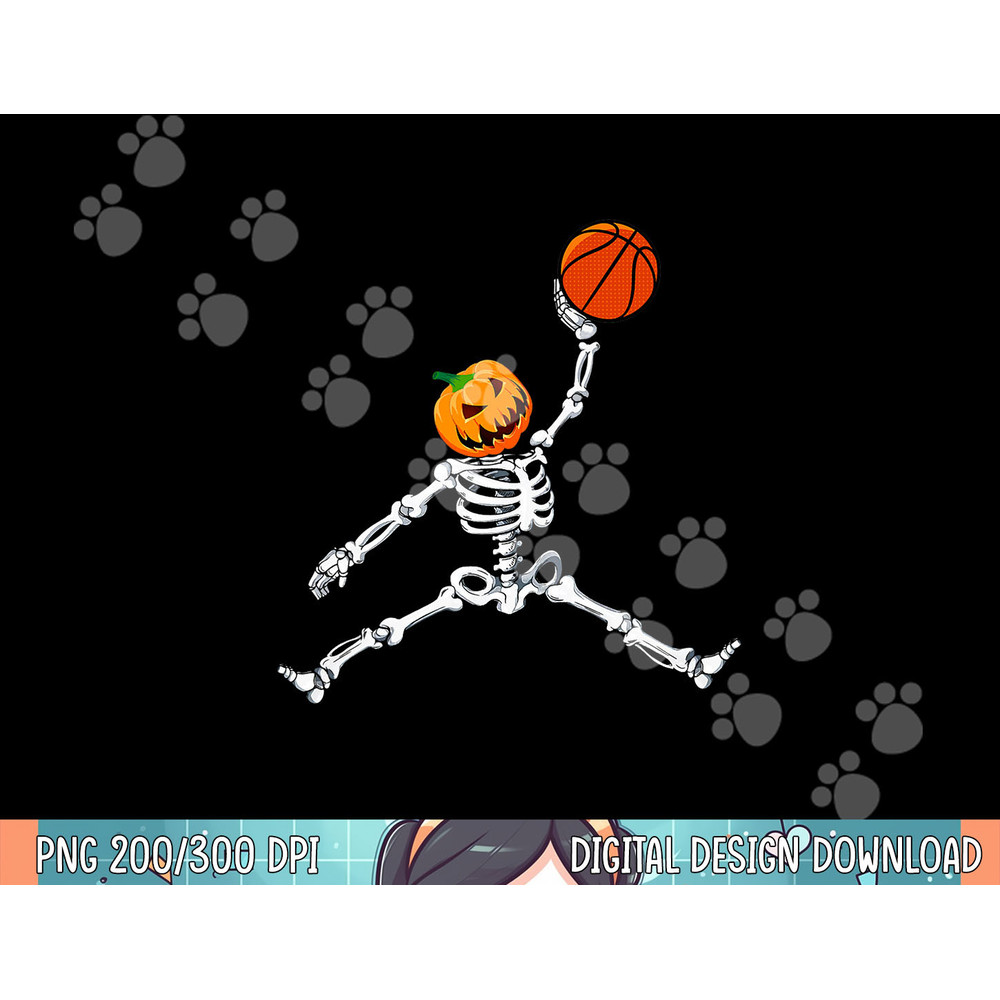 Skeleton Basketball Halloween Pumpkin Slam Dunk png, sublimation.jpg