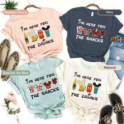food and drink around the world shirts, i'm here for the drink, i'm here for the snacks, disney world shirts, epcot drin