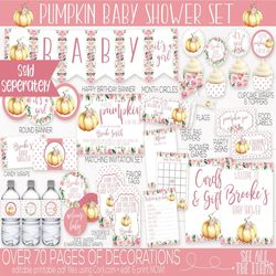 little pumpkin baby shower signs, pumpkin baby shower decorations, fall baby shower, girls baby shower, pumpkin baby