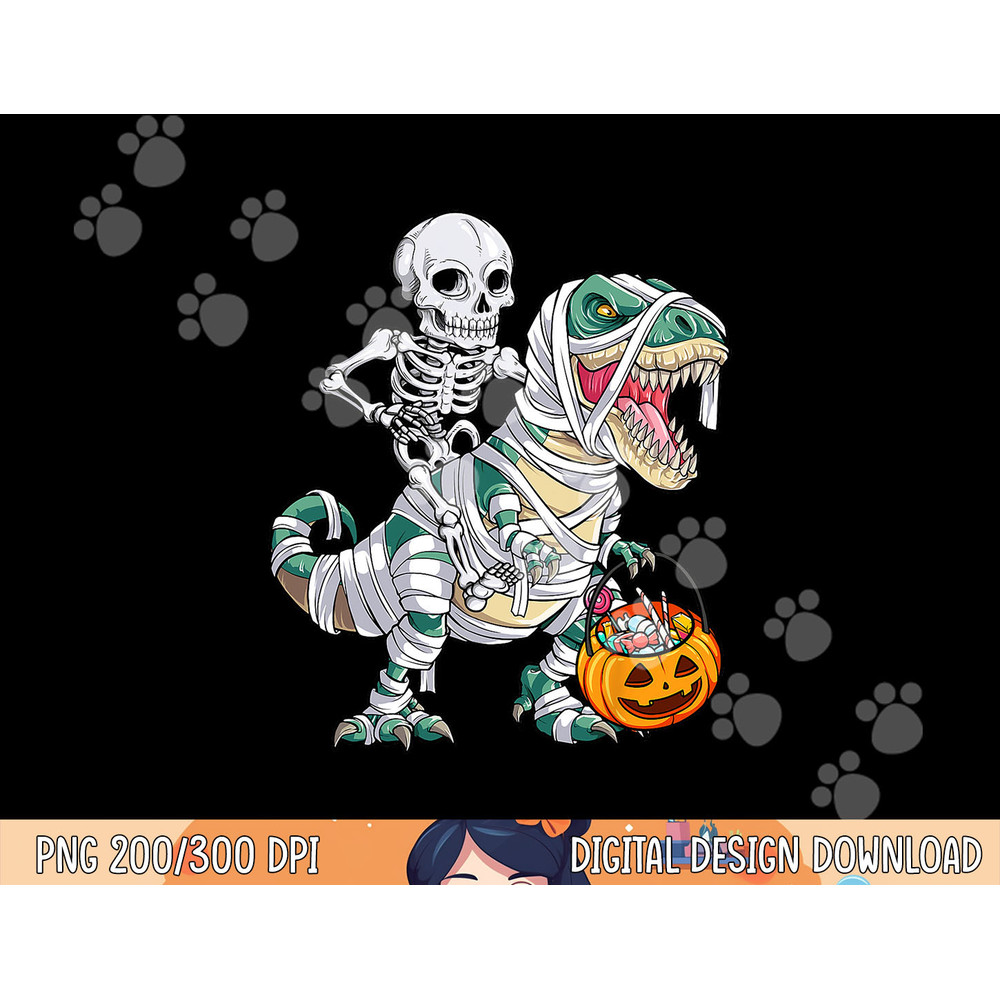 Skeleton Riding Mummy Dinosaur T rex Halloween Kids Boys Men png, sublimation copy.jpg