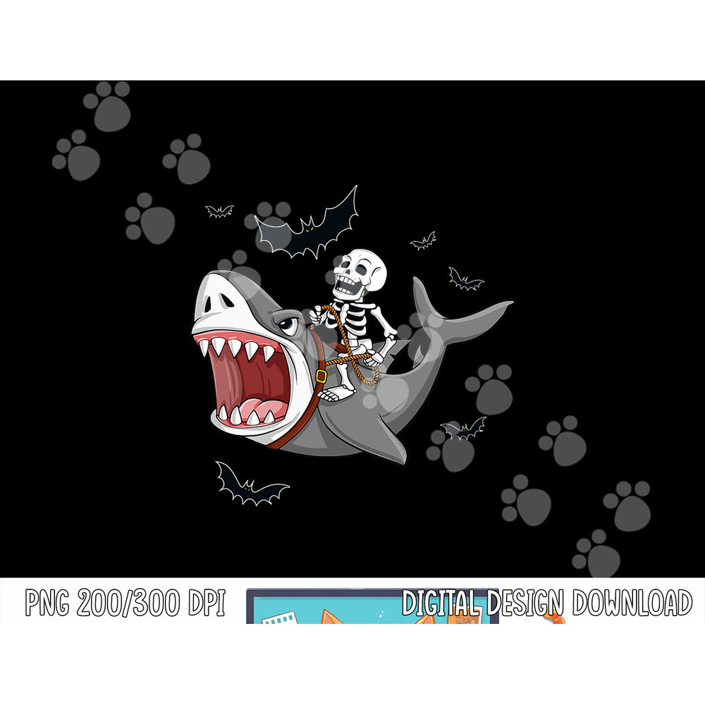 Skeleton Riding Shark Scary Halloween Boys Girls Kids png, sublimation copy.jpg