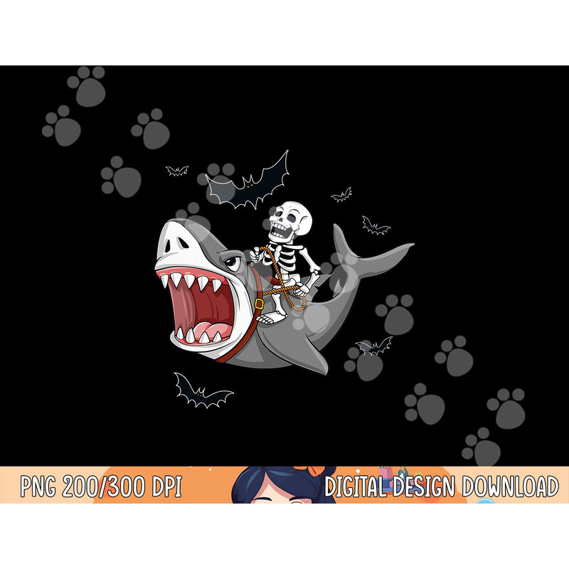 Skeleton Riding Shark Scary Halloween Boys Girls Kids png, sublimation copy.jpg