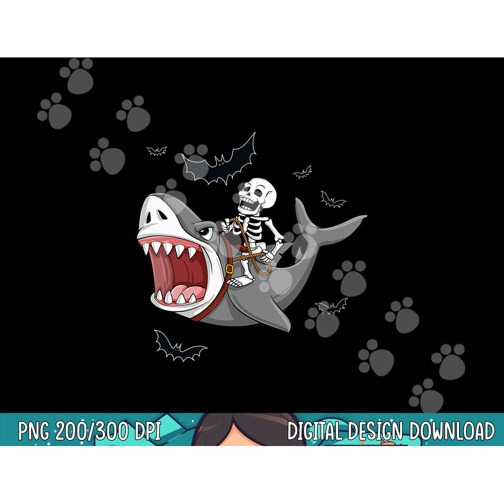 Skeleton Riding Shark Scary Halloween Boys Girls Kids png, sublimation copy.jpg