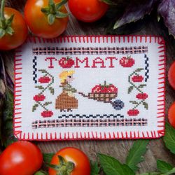 Tomato cross stitch pattern Counted cross stitch pattern tomatoes Instant Download PDF Garden Decor Primitive