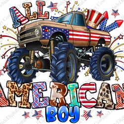 all american boy png sublimation design, monster truck american flag png, happy 4th of july png, cam
