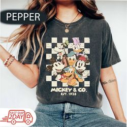 vintage mickey and co 1928 comfort color shirt, disneyland family trip shirt, mickey and friends shirt, disney family sh