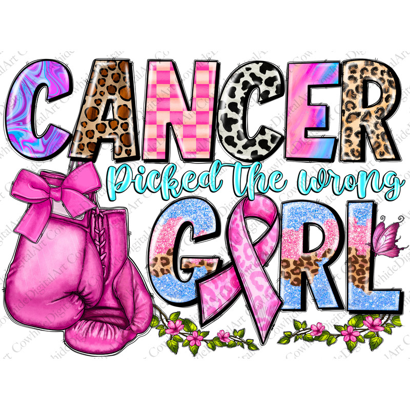 Cancer picked the wrong girl png sublimation design download, Breast Cancer png, boxing gloves png, sublimate designs download - 1.jpg