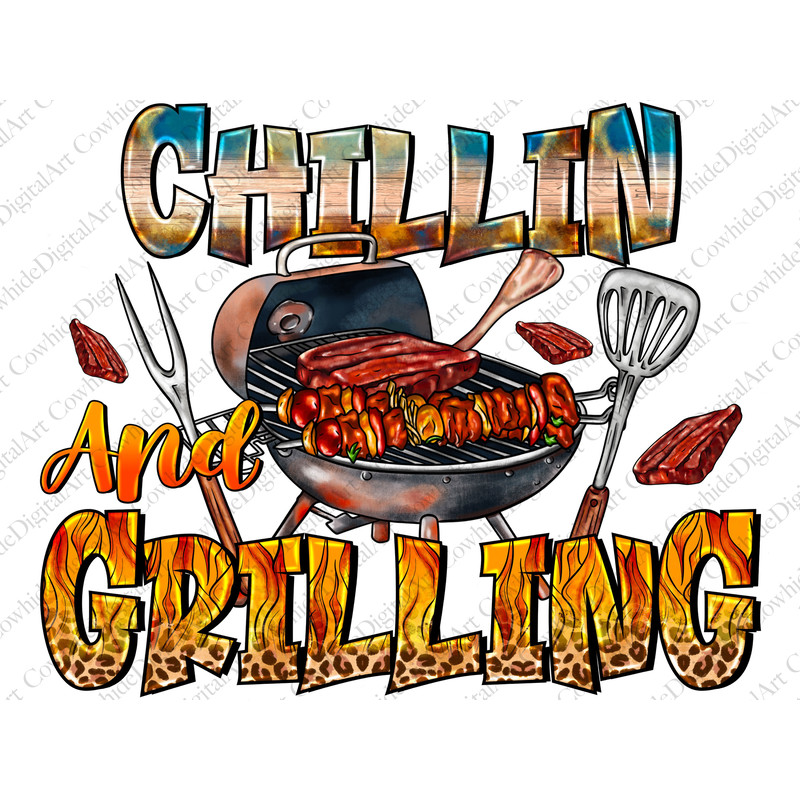 Chillin' And Grilling Png, Sublimation Design, Barbecue Dad Apron Png, Western Png, Barbecue Png, father's day Design, Digital Download - 1.jpg