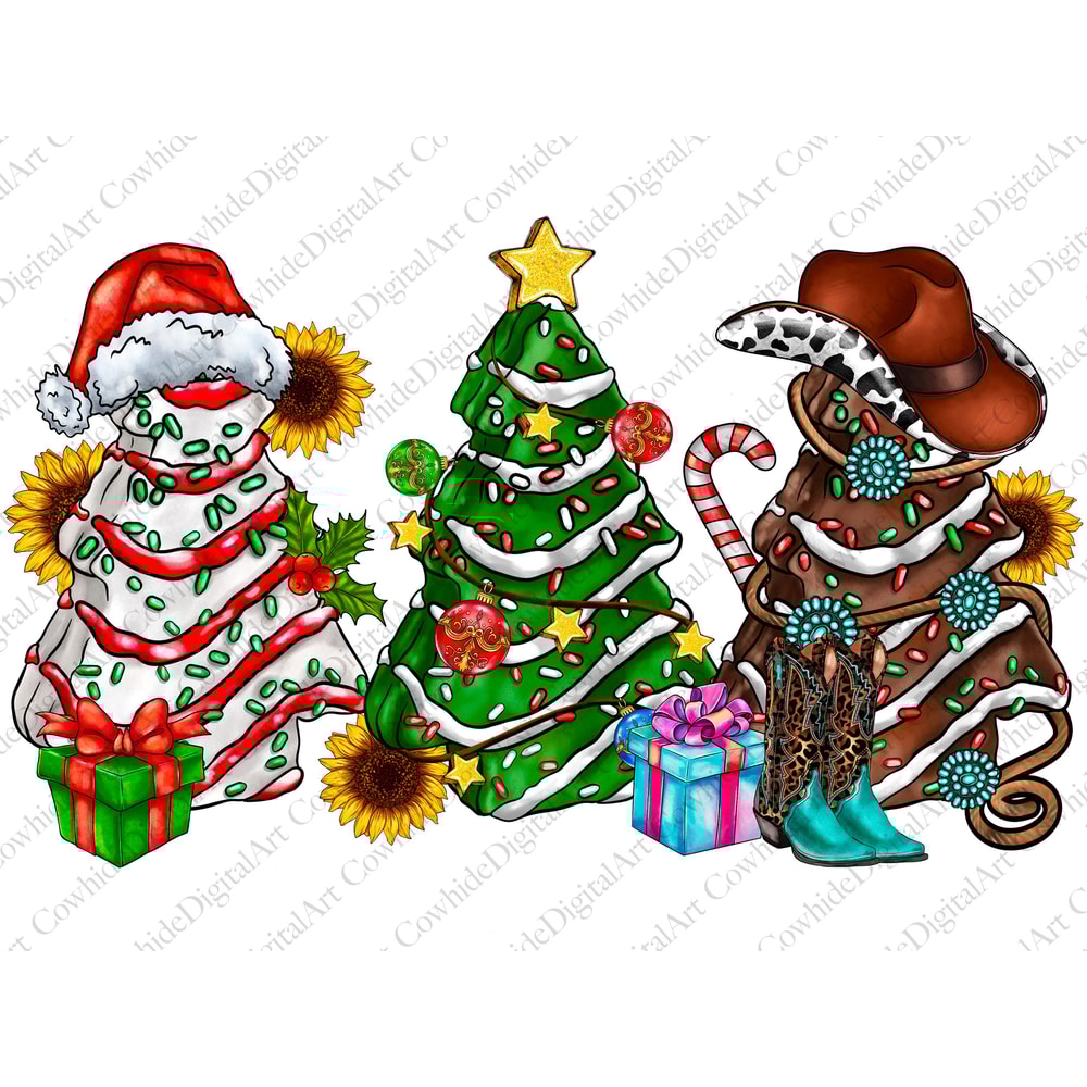 Cowboy Christmas tree cake western elements png sublimation design download, western Christmas png, sublimate designs download, Western png - 1.jpg