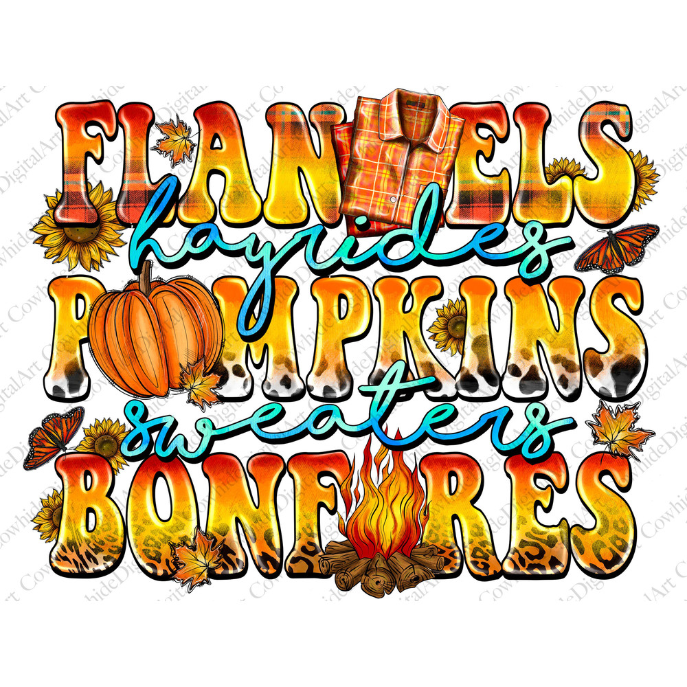 Flannels Hayrides Pumpkins Sweaters Bonfires Png, Fall, Autumn, Thanksgiving,October,PumpkinsPng,Western,Digital Download,Sublimation Design - 1.jpg