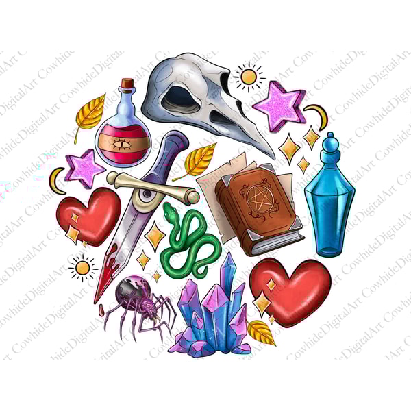 Halloween png, spooky clipart, ghost Sublimation, Digital Download, Pumpkin png, Trick or Treat png, Witchcraft Doodles PNG - 1.jpg