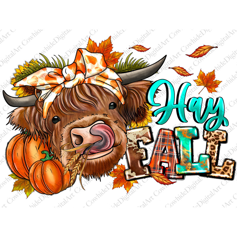 Hay Fall Cow Png Sublimation Design, Fall Png, Hello Fall, Cow Png, Pumpkin Png, Thankful Cow Png, Fall Vibes Png, Heifer, Digital Download - 1.jpg