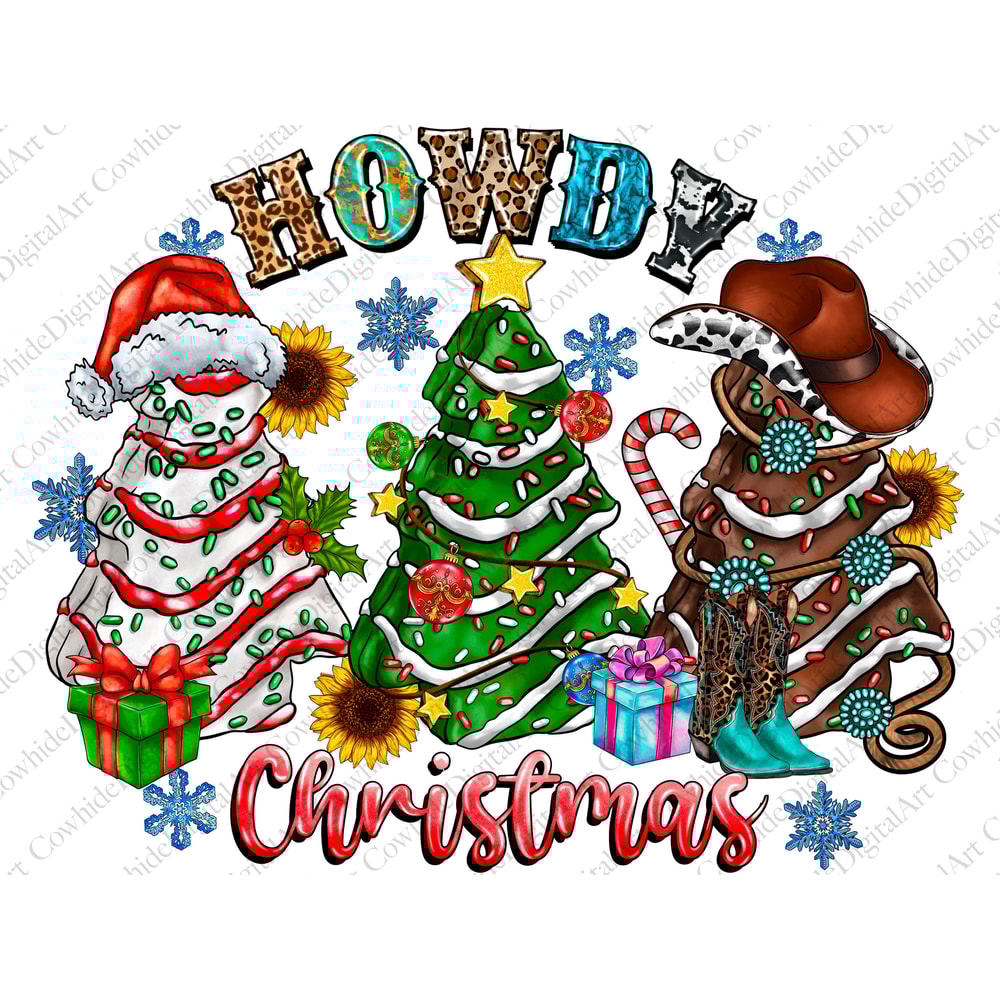 Howdy Christmas png sublimation design download, Merry Christmas png, western trees Cake png, Happy new year png, sublimate designs download - 1.jpg