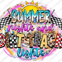 summer nights and dirt track lights png sublimation design, checkered race png, leopard race png, ra