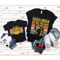 vintage dadalorian and the child shirt, star wars gift shirt, star wars father day tee, dadalorian matching shirt, disne