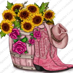 valentines day boots cowgirl hat and roses png sublimation design, valentines day boots png, western