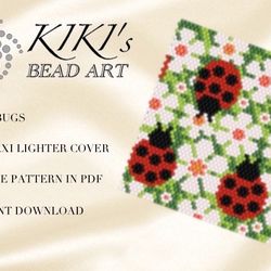 lighter cover pattern peyote pattern, bead pattern for bic maxi lighter cover ladybirds, ladybugs beading pattern in pdf