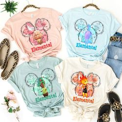 disney watercolor  elemental shirt, ember wade clod grale, elemental movie shirt, disney pixar shirt, disney castle tee,