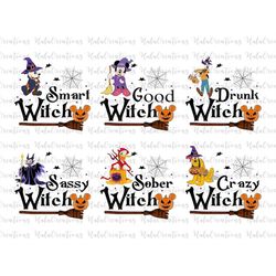 Halloween Friends Matching Png, Halloween Matching Witch, Halloween Party, Good Smart Drunk Crazy Sassy Sober Witch, Gro