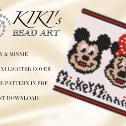 peyote pattern, bead pattern for bic maxi lighter cover mickey minnie peyote beading pattern in pdf instant download