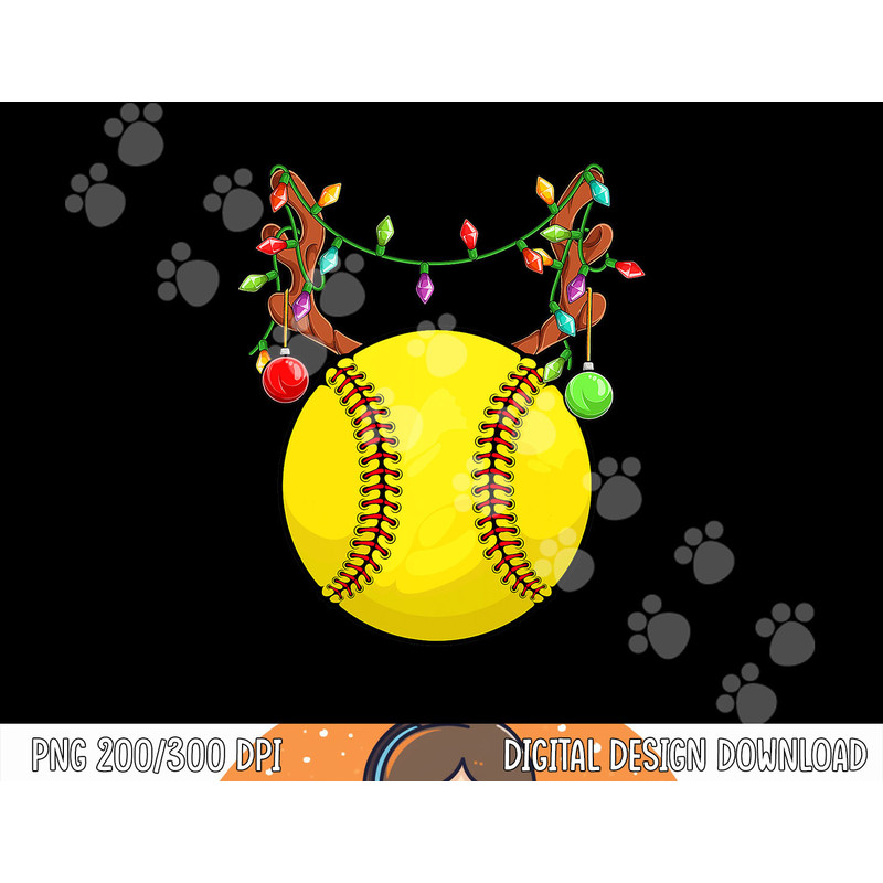 Softball Ball Reindeer Antler Christmas Ornament Pajama Teen png,sublimation copy.jpg