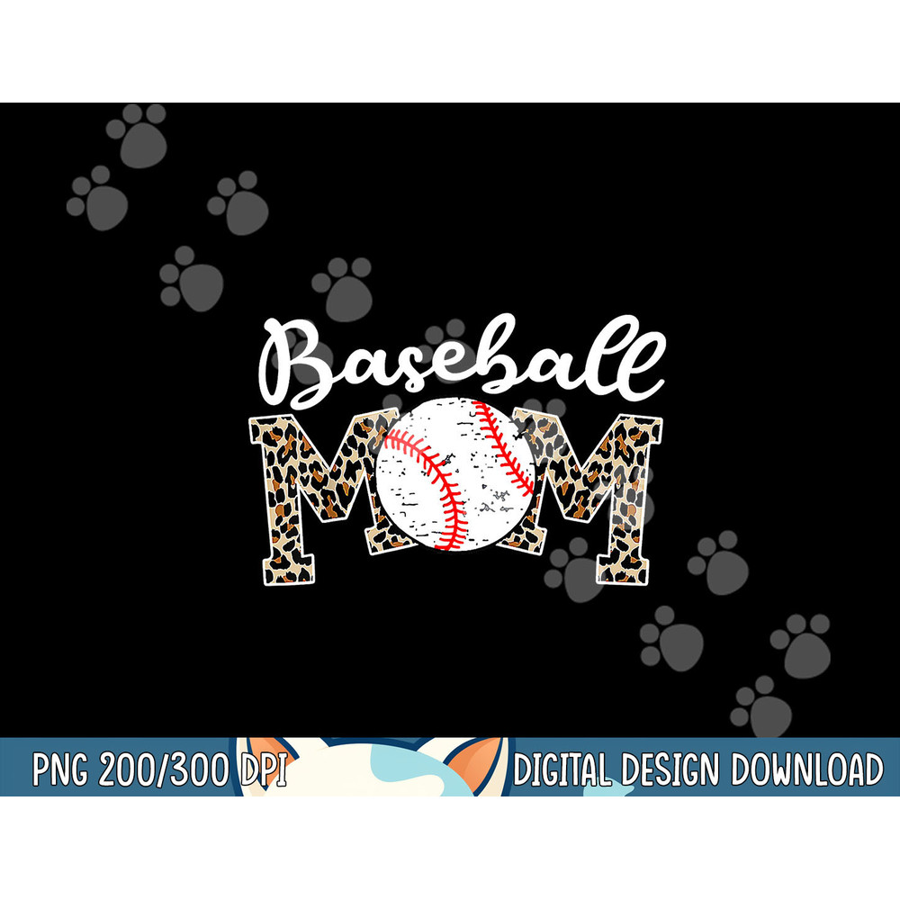 Softball Baseball Mom Leopard Tee Mother s Day png, sublimation.jpg