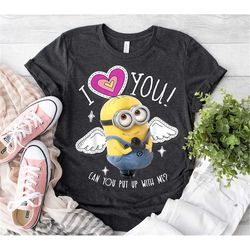 despicable me minions i love you angel wings graphic tee, minions birthday family matching tee, disneyland family vacati