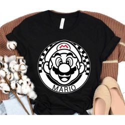 nintendo super mario cute mario checkerboard portrait shirt, super mario bros shirt, wdw disneyland family vacation matc