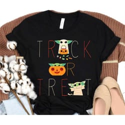 star wars the mandalorian grogu trick or treat halloween t-shirt, disneyland epcot halloween family vacation shirt,star