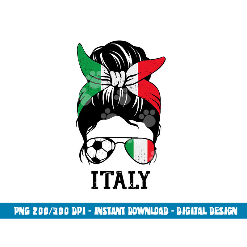 Italian Soccer Girl Mom Messy Bun Italy Flag Football Fan png, sublimation copy.jpg