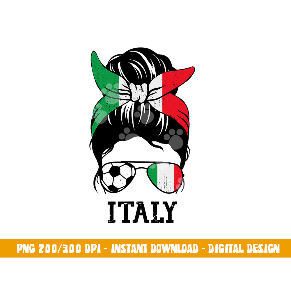 Italian Soccer Girl Mom Messy Bun Italy Flag Football Fan png, sublimation copy.jpg