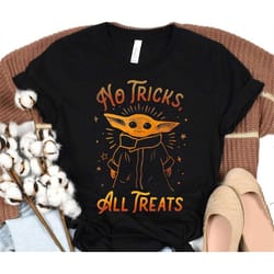 star wars the mandalorian the child no tricks halloween t-shirt, disneyland epcot halloween family vacation shirt, star