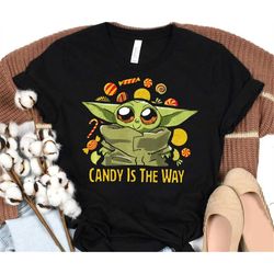 star wars the mandalorian halloween the child candy t-shirt, disneyland epcot halloween family vacation shirt, star wars