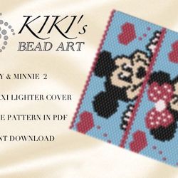 peyote pattern, bead pattern for bic maxi lighter cover mickey minnie 2 peyote beading pattern in pdf instant download
