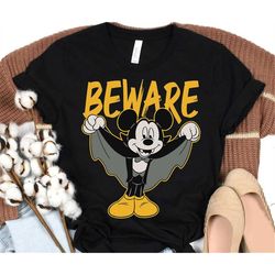 disney mickey mouse dracula costume beware retro t-shirt, disneyland epcot halloween family vacation shirt, disney micke
